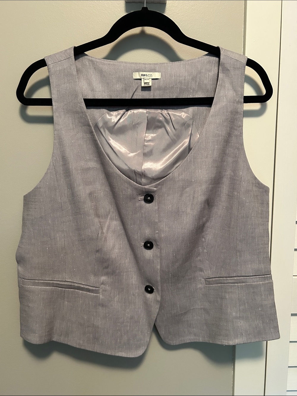 RW&CO. Light Gray Linen-Blend Women's Vest